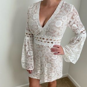 White Long Sleeve Mini Dress